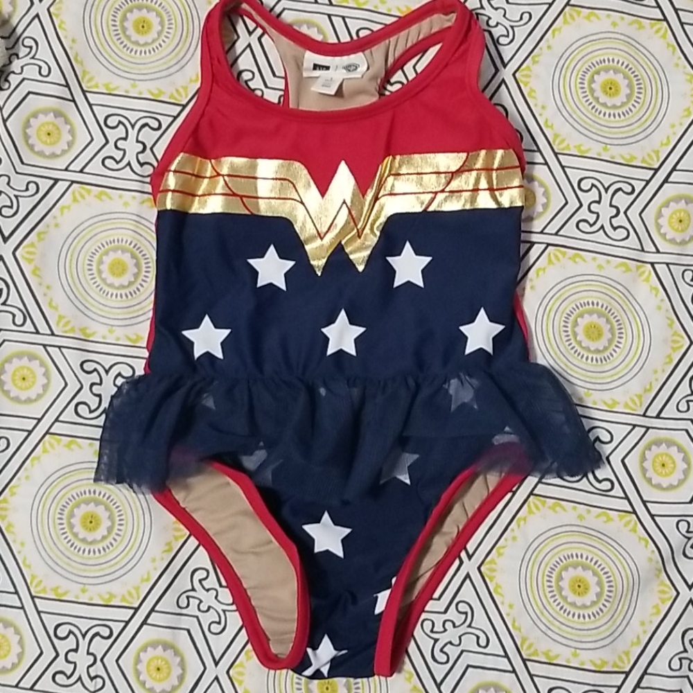 Gap Wonder Woman one piece swimsuit with ruffles